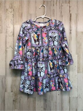 Disney Nightmare Before Christmas Dress Girls 4T Jack Skellington Sally Purple